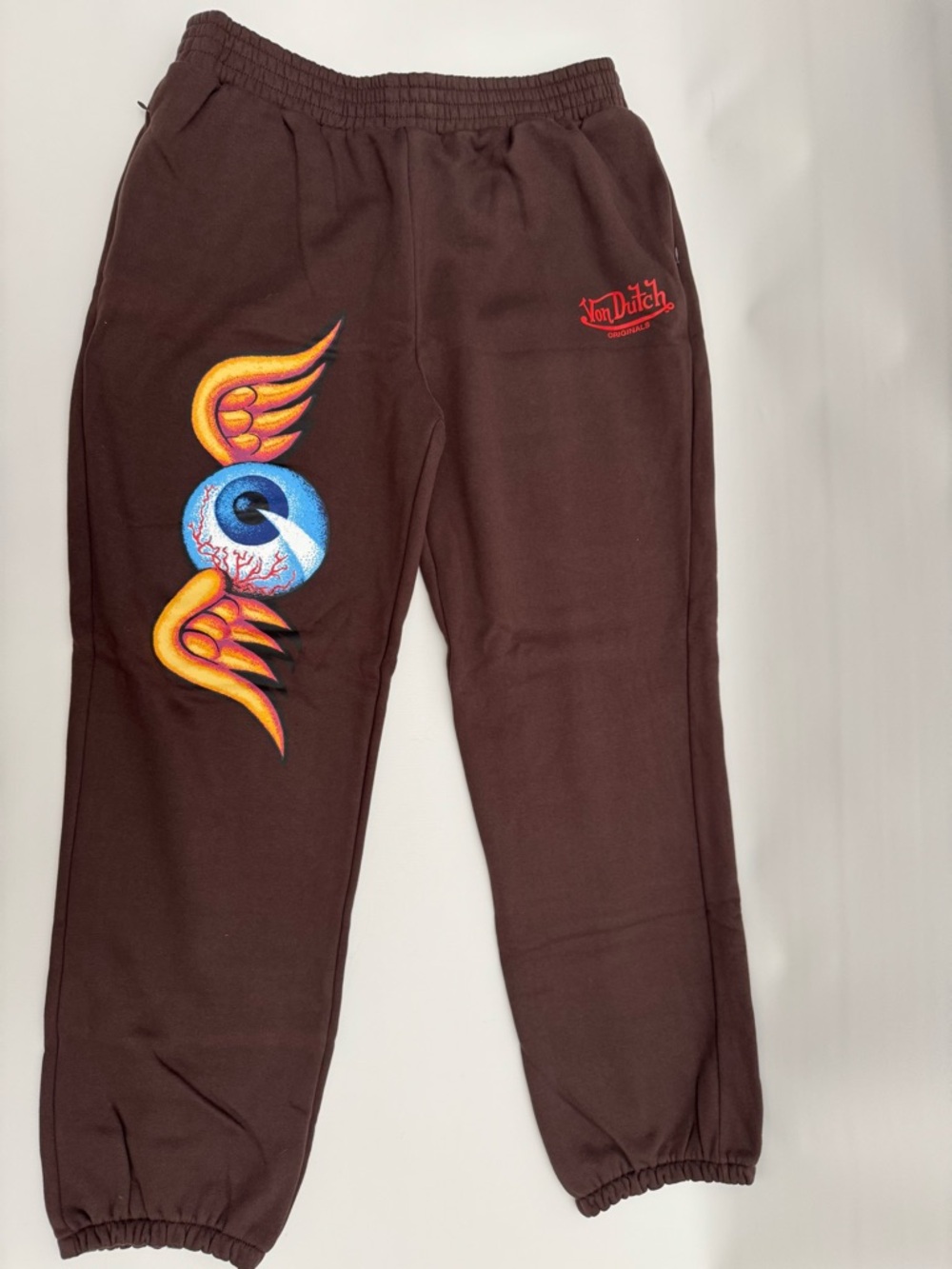 Von Dutch Brick Flying Eyeball Graphic Print Sweatpants